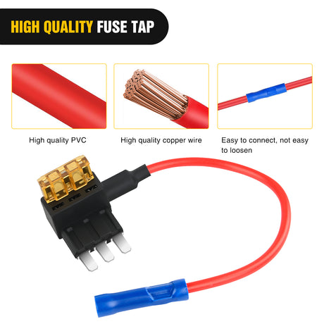 Nilight 2 Pack Micro 3 Fuse Tap Add-a-Circuit Blade Style Expandable Circuit Tap Adapter Powers 12 Volt Underbody Underglow Interior Lights & Accessories 3Pcs 5A Fuses Included