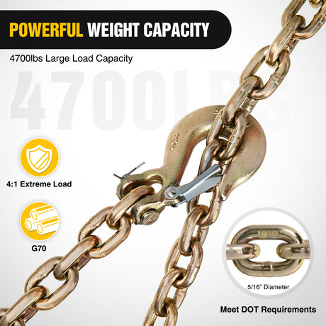 Nilight 5/16Inch X 35Inch Trailer Safety Chain 2pcs Grade 70 Towing Chain with Clevis Snap Hooks 18800lbs Break Strength for Trailer, RV,and Boat Towing