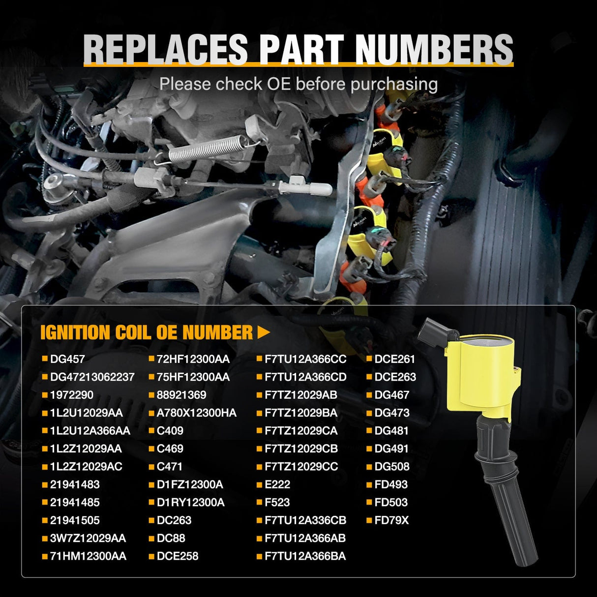 ignition coil pack 8pcs Ignition Coil Pack DG508 DG457 DG472 Straight Boot Ignition Coils Fit for Ford CROWN F150 F250 F350 450 EXPEDITION EXPLORER ECONOLINE EXCURSION 1998-2003 05-14 4.6L 5.4L V8 DG491 FD503