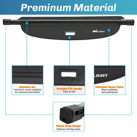Nilight 2020-2025 Audi Q7 Retractable Trunk Cargo Cover With Trunk Storage Net