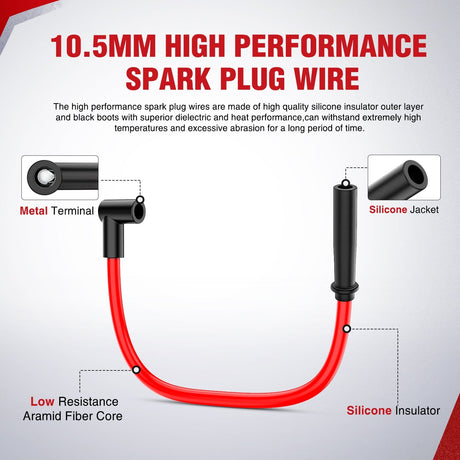 Wiring Harness Kit Spark Plug Wire 10.5 mm Straight Boots High Performance Ignition Wire Compatible with Chevy SBC BBC 305 350 454 Electronic V8 Engine with HEI Distributor