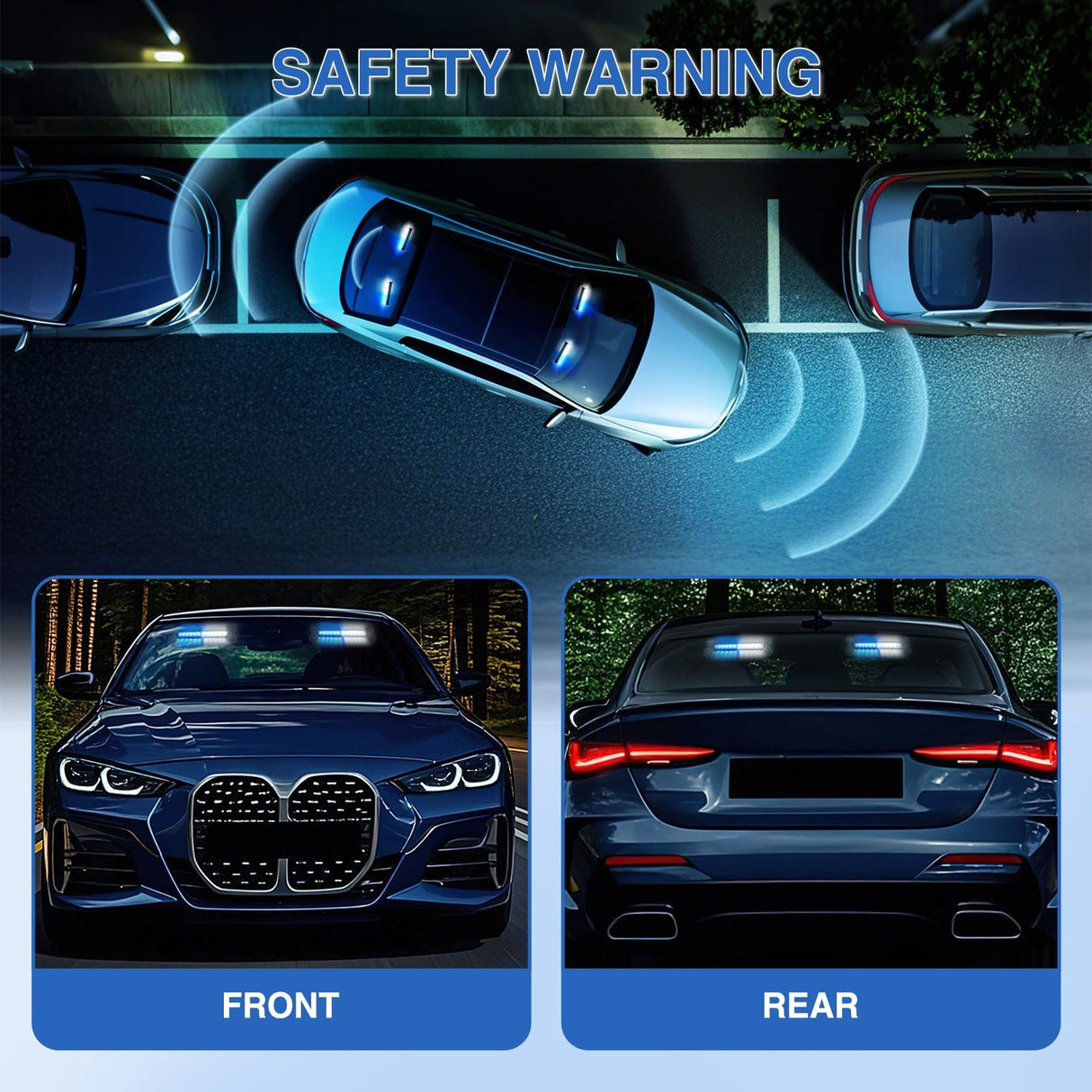 Nilight 24LED Emergency Strobe Traffic Advisor Light Bar 2 in 1 Blue White Dash Warning Safety Flashing Lights Front/Rear Windshield Construction Lights for Trucks Cars Plow Police Vehicles