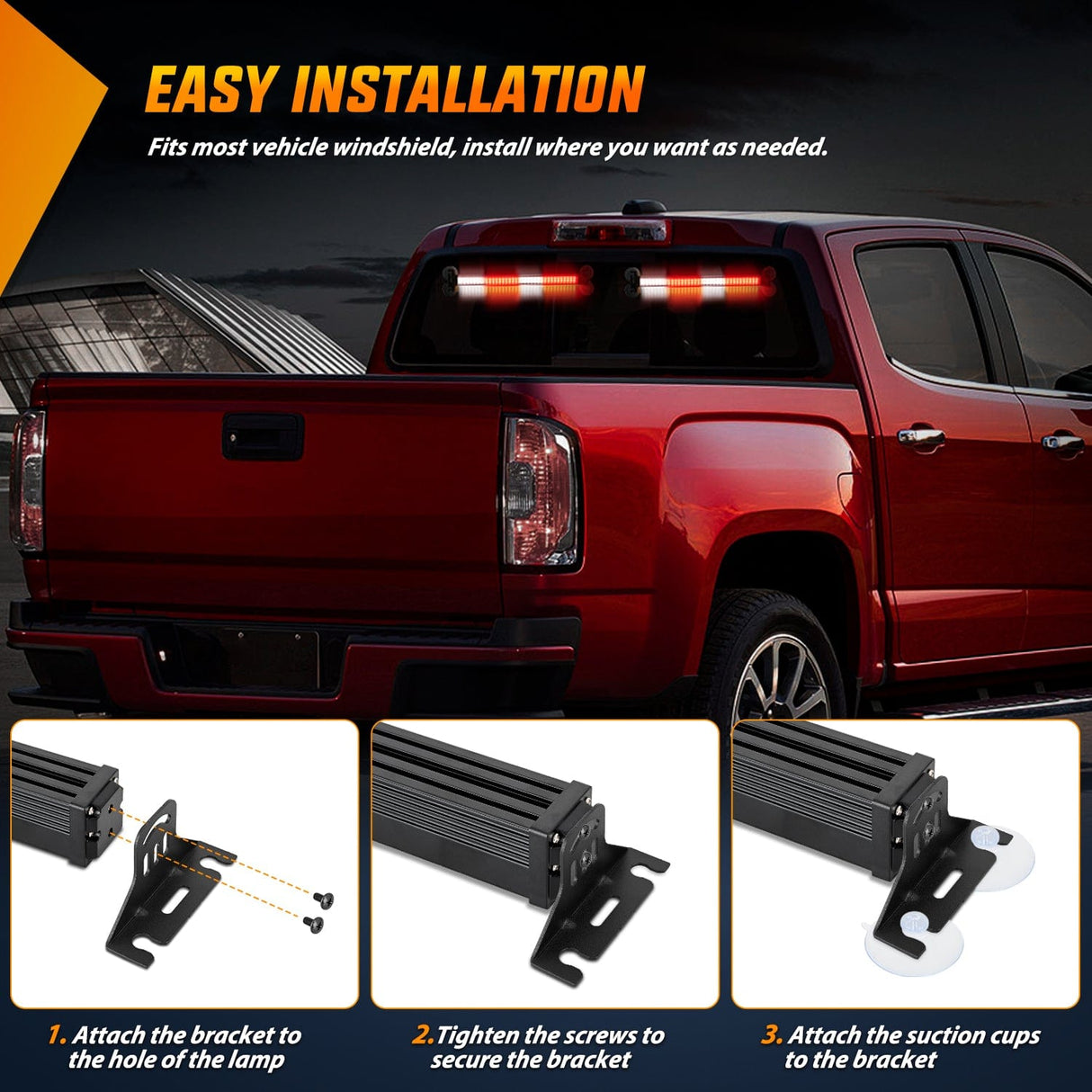 Nilight 144 LED Strobe Traffic Advisor Light Bar Red White with Controller 2 in 1 Automotive Emergency Warning Flashing Police Windshield Lights Bars for Cars Tow Plow Trucks Construction Vehicles