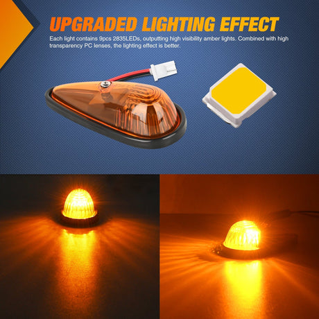 5PCS 9LED Amber Cab Roof Marker Light Nilight