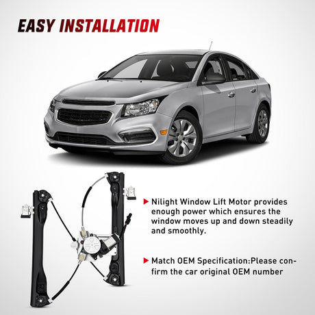 Nilight 751-740 Power Window Regulator with Motor for Front Passenger Side Compatible with Chevy Cruze 2012 2013 2014 2015 2016 Chevy Cruze Limited Front Right Side
