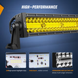 Nilight 33 Inch LED Light Bar 256 LED Chips Yellow Beam Curved Triple Row Fog Light Spot Flood Combo High Power LED Driving Lights Off Road Lights for Trucks SUV UTV ATV Truck Van 4x4 Boat