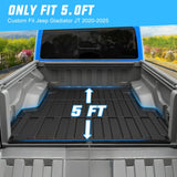 Nilight 5 FT Rubber Short Trunk Bed for 2020 2021 2022 2023 2024 2025 Jeep Gladiator JT, TPE Heavy-Duty Pick-up Bed Liner for Gladiator 2020 2021 2022 2023 2024 2025 Accessories, Anti-Slip Texture, All Weather Protection