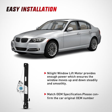 Nilight 749-469 Rear Passenger Side Power Window Regulator,Compatible with BMW E90 E91 323i 325i 325xi 328i 328i xDrive 330i 330xi 335i 335xi M3 2006 2007 2008 2009 2010 2011