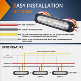 4PCS 6 LED White Emergency Warning Strobe Lights