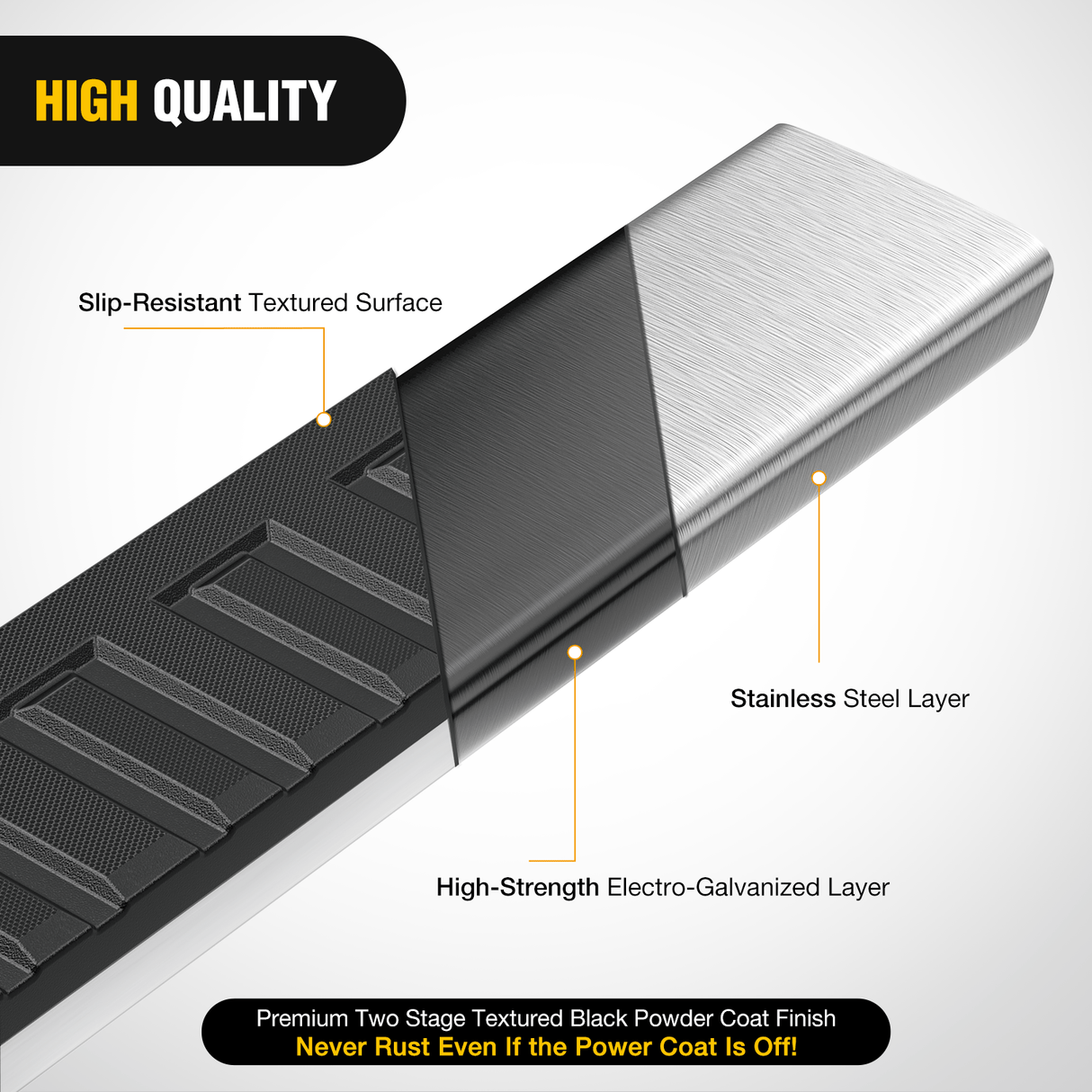 Nilight Running Boards for 2015 2016 2017 2018 2019 2020 2021 2022 2023 2024 2025 Ford F-150 SuperCrew Cab 2017 2018 2019 2020 2021 2022 2023 2024 2025 Ford F250 F350 Super Duty Crew Cab 6 Inch Stainless Steel Bolt-on Side Step Nerf Bars