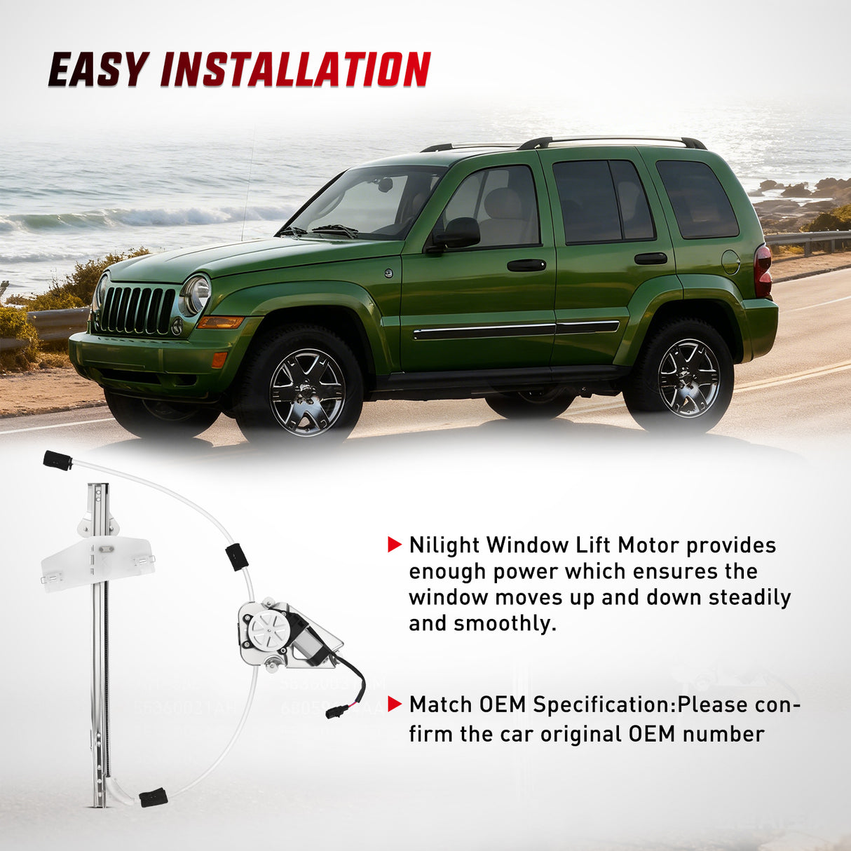 741-526 Power Window Regulator/Motor Front Driver Side Compatible with Jeep Liberty KJ 2002 2003 2004 2005 2006,Front Left Side