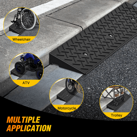 Accessories 2.4Inch Rise Curb Ramps, Heavy Duty Rubber Driveway Threshold Shed Ramp for Sidewalk Cars Lawn Mower Wheelchairs Motorcycles, 3300lbs Load Capacity