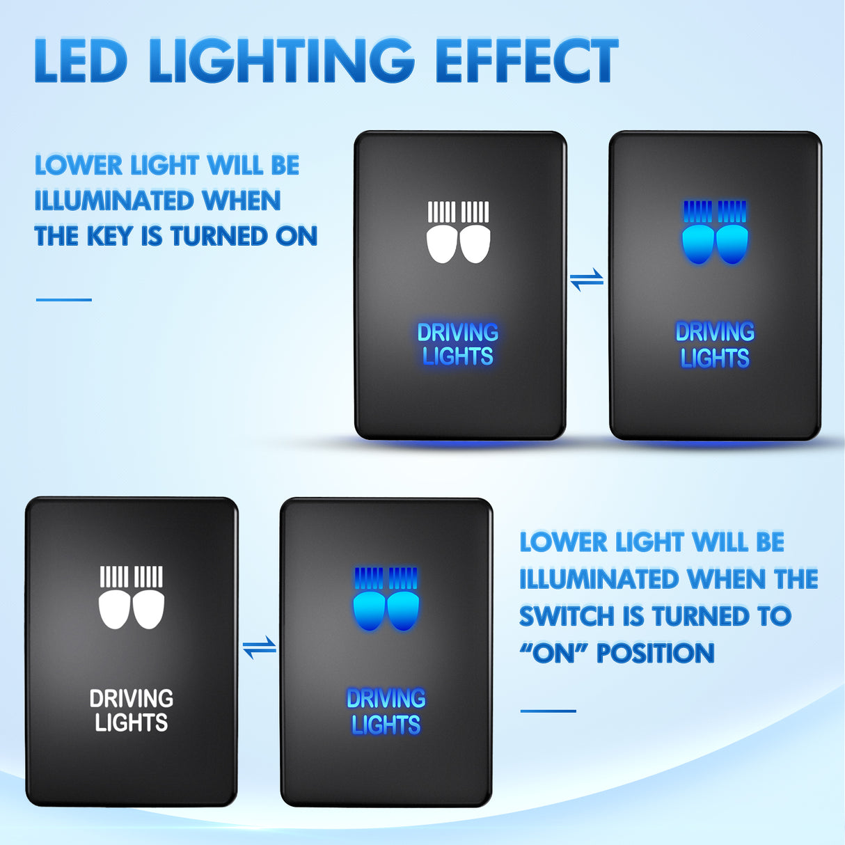 Driving Lights Push Button Switch 12V ON Off Switches with Connector Wire Kit 1.28Inch x 0.87Inch Replacement for Toyota Sequoia Highlander Tacoma Tundra 4Runner RAVR Yaris