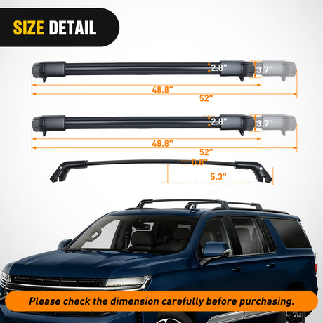 Roof Rack Roof Rack Cross Bars Compatible with Chevrolet Tahoe Suburban GMC Yukon Cadillac Escalade 2021 22 23 2024, Adjustable Aluminum Car Crossbars for Cargo Carrier Luggage Box Kayak Tent Snowboard