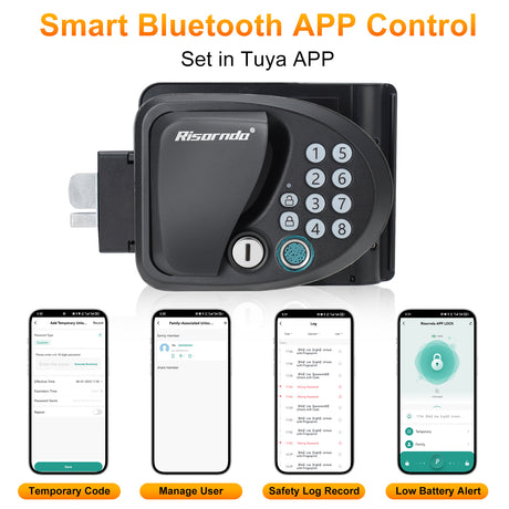 RV Parts RV Door Lock Keyless Entry, 4-in-1 RV Locks Replacement with APP, Fingerprint, Password, Keys, Bluetooth RV Keyless Entry Door Lock for Camper, Not fit Class A or Class C RVs