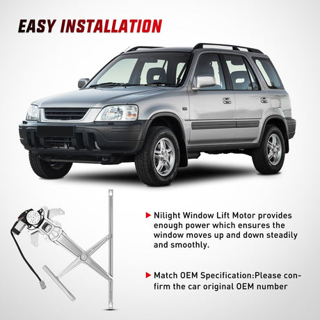Nilight 741-950 Front Left Window Regulator with Motor, Compatible with 1997 1998 1999 2000 2001 Honda CR-V, Power Window Lift Motor Assembly, Driver Side, OE Replacement
