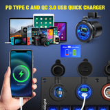 Nilight 8 Gang Rocker Switch Panel Waterproof Aluminum Marine with PD Type C & USB Charger Cigarette Lighter Socket Voltmeter Inline Fuse 12V 24V ON Off Pre-Wired Switches for Car Truck Boat