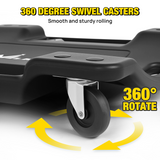 Creeper Seat 40 Inch Mechanic Plastic Creeper -40 Inches Blow-Molded Rolling Garage Cart with Padded Headrest, Dual Tool Trays and 6 Casters, Black