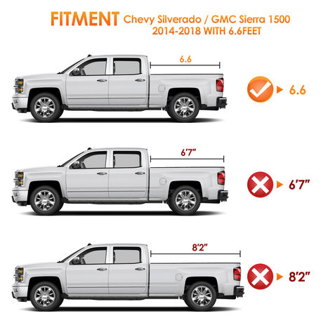 Chevy Silverado 1500 / GMC Sierra1500 2014-2018 6.6ft Truck Bed Cover Nilight