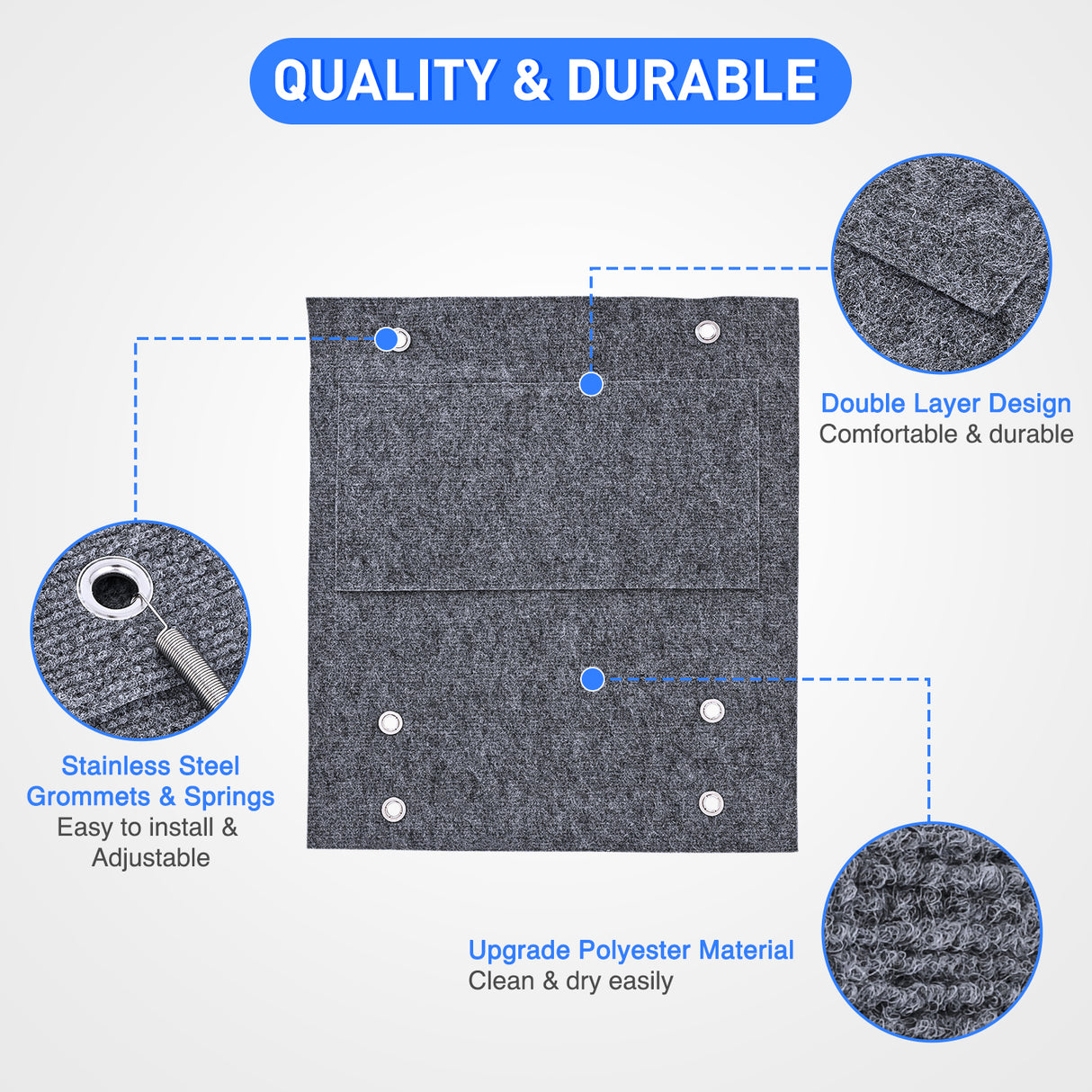 Nilight RV Step Covers 1 Pack 18 inch, Fits 8-11Inch Deep Camper Steps Adjustable Wrap Around RV Step Rug with Spring Works on Electrical & Manual RV Stairs Carpet for Camper Trailers Steps Outside, Gray