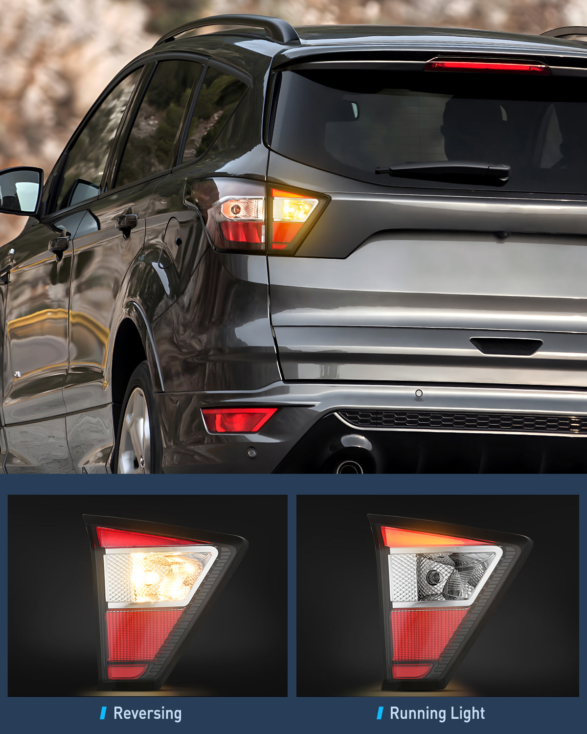 Nilight Taillight Assembly Compatible with 2017 2018 2019 Ford Escape Kuga Inner Rear Lamp Replacement OE Style LED and halogen bulbs Driver Side