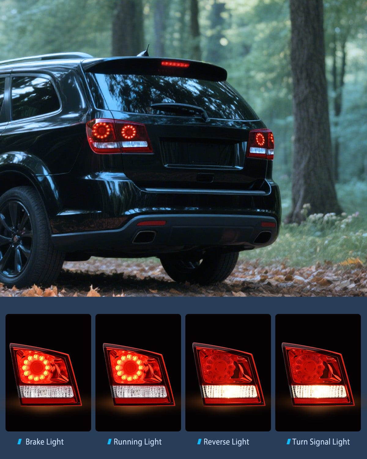 Nilight Taillight Assembly Compatible with 2011 2012 2013 2014 2015 2016 2017 2018 2019 2020 Dodge Journey Inner Tail Light Left Drive Side