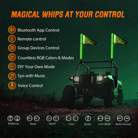 Nilight 2Pcs 3FT Spiral Antenna Bluetooth Remote App Control Led Fat Whip Light      