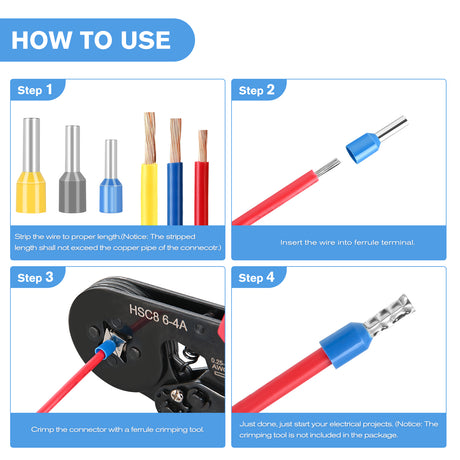 Nilight 1900PCS Wire Ferrule Terminals Kit AWG 22 20 18 16 14 12 10 Gauge Crimp Connectors Nylon Insulated Pin Cord End Insert Type for Single Double Electric