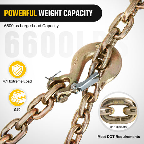 Nilight 3/8Inch X 35Inch Trailer Safety Chain 2pcs Grade 70 Towing Chain with Clevis Snap Hooks 26400lbs Break Strength use for Trailer, RV,and Boat Towing and Gooseneck Couplers
