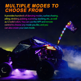 RGB Whip Light 1PC 4FT Lighted Antenna Whips with Remote & App Control DIY Chasing Patterns Brake Reverse Lights for ATV UTV Polaris RZR Can-am Dune Buggy Pickup Trucks Jeep