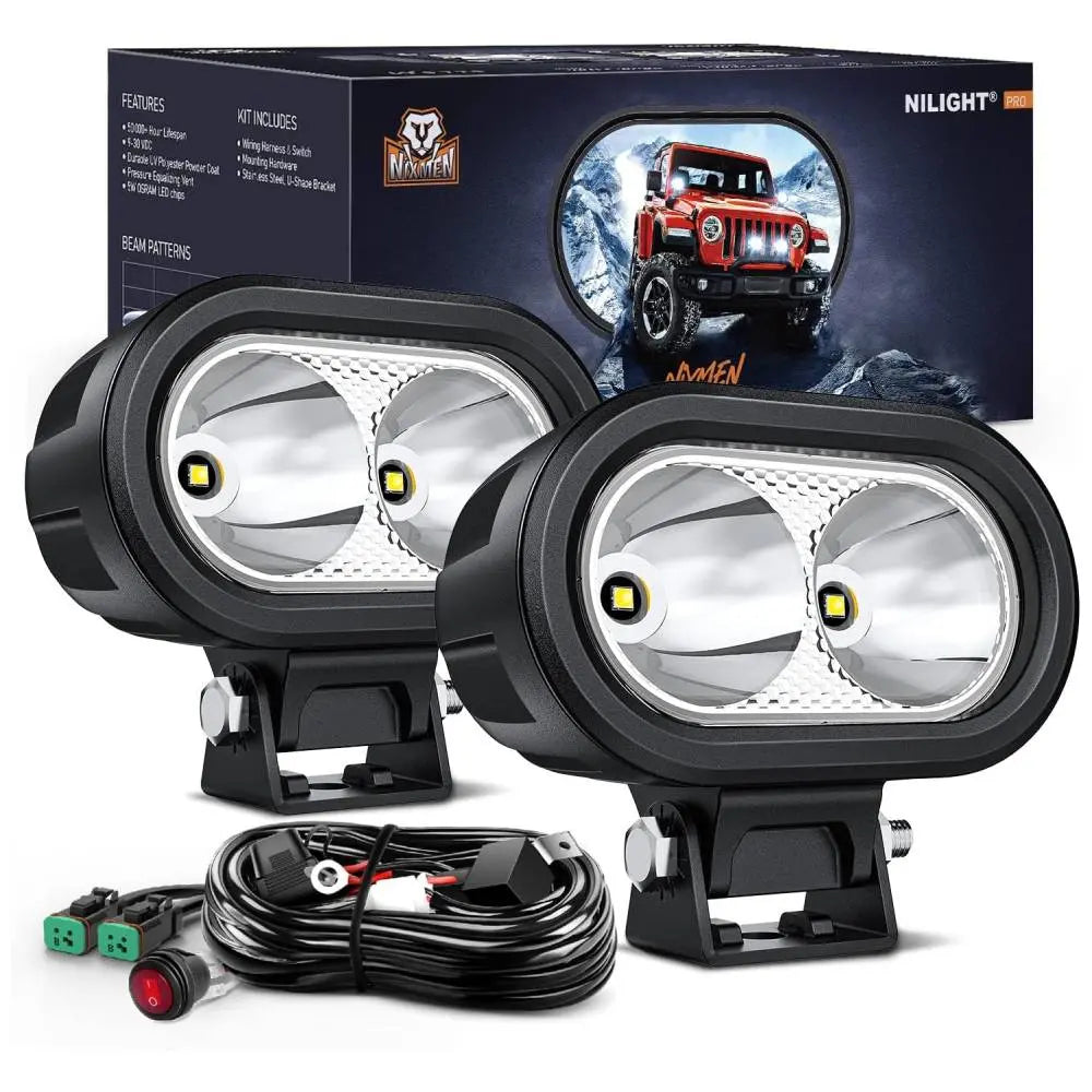 4 Inch 20W 2100LM Spot Built-in EMC LED Work Lights (Pair) | 16AWG DT ...