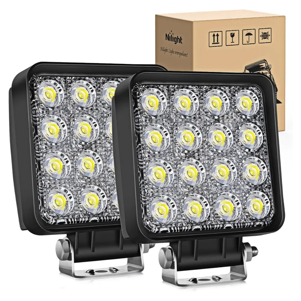 Phare de Travail à led, 2pcs 42W rond phare moto led 12V Rampe Phares