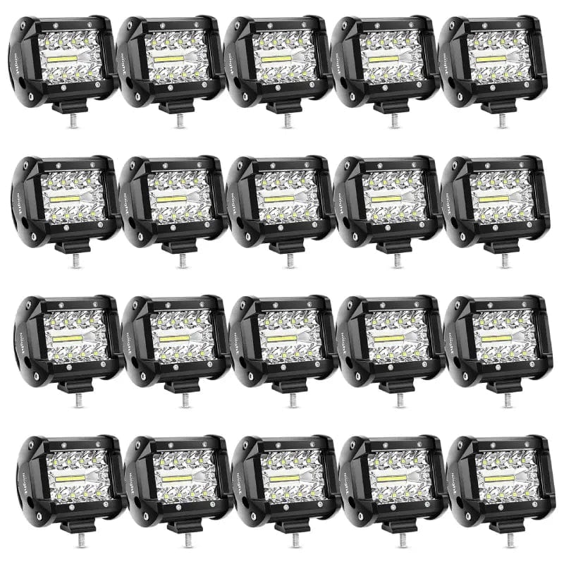 4 Inch 60W 6000LM Triple Row Spot Flood Led Pods (20 Packs) - Nilight