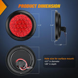 4 Inch Red Round 24Leds Tail Light Flush Mount Grommets 2Pcs Nilight