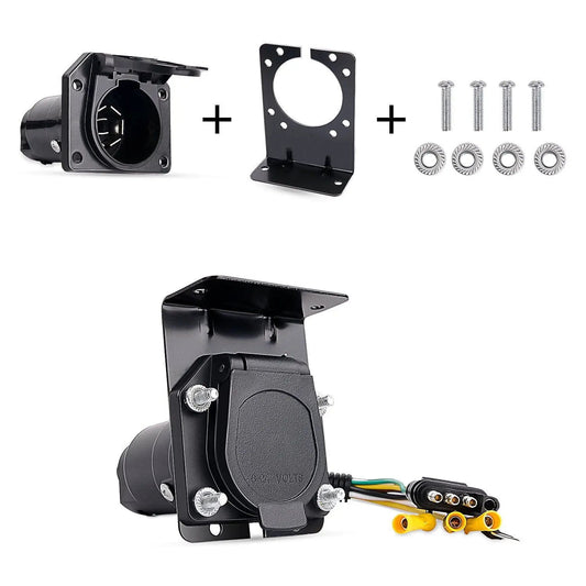 Accessories 4 Way Flat to 7 Way RV Trailer Blade Adapter Plug