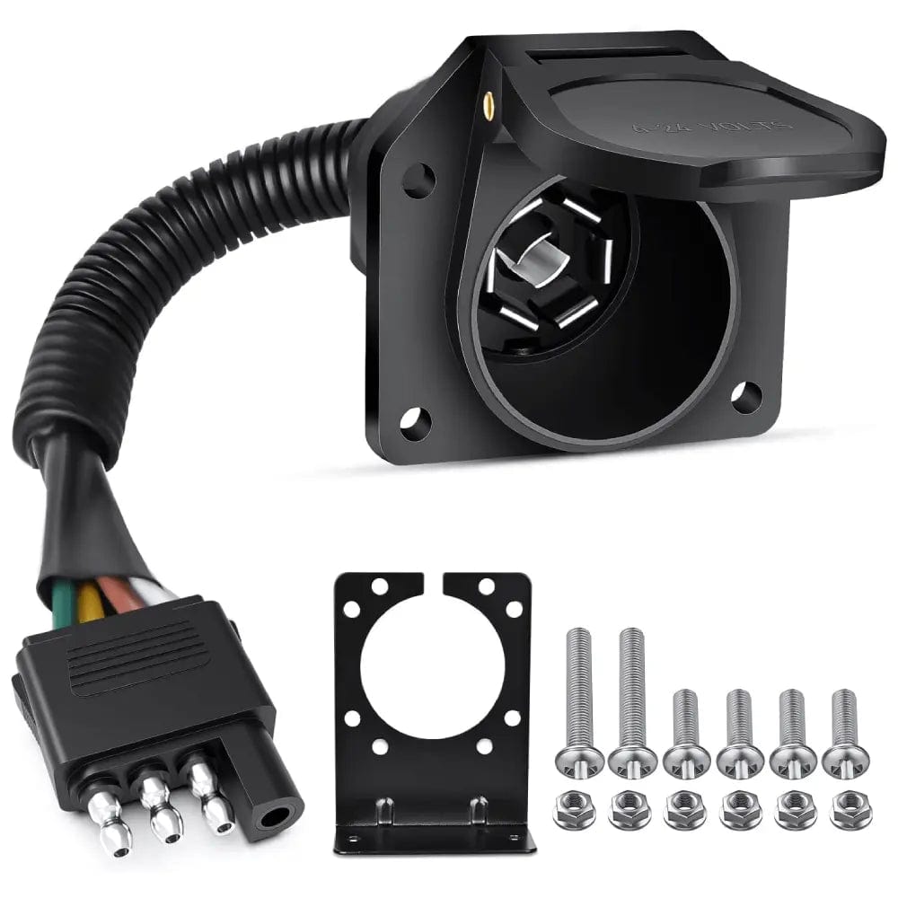 4 Way Flat to 7 Way Round Trailer Adapter Plug - Nilight