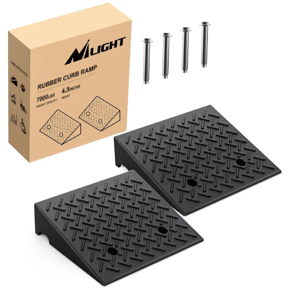 4.3 Inch 7000lbs Load Capacity Rise Height Heavy Duty Rubber Curb Ramp (Pair) Nilight