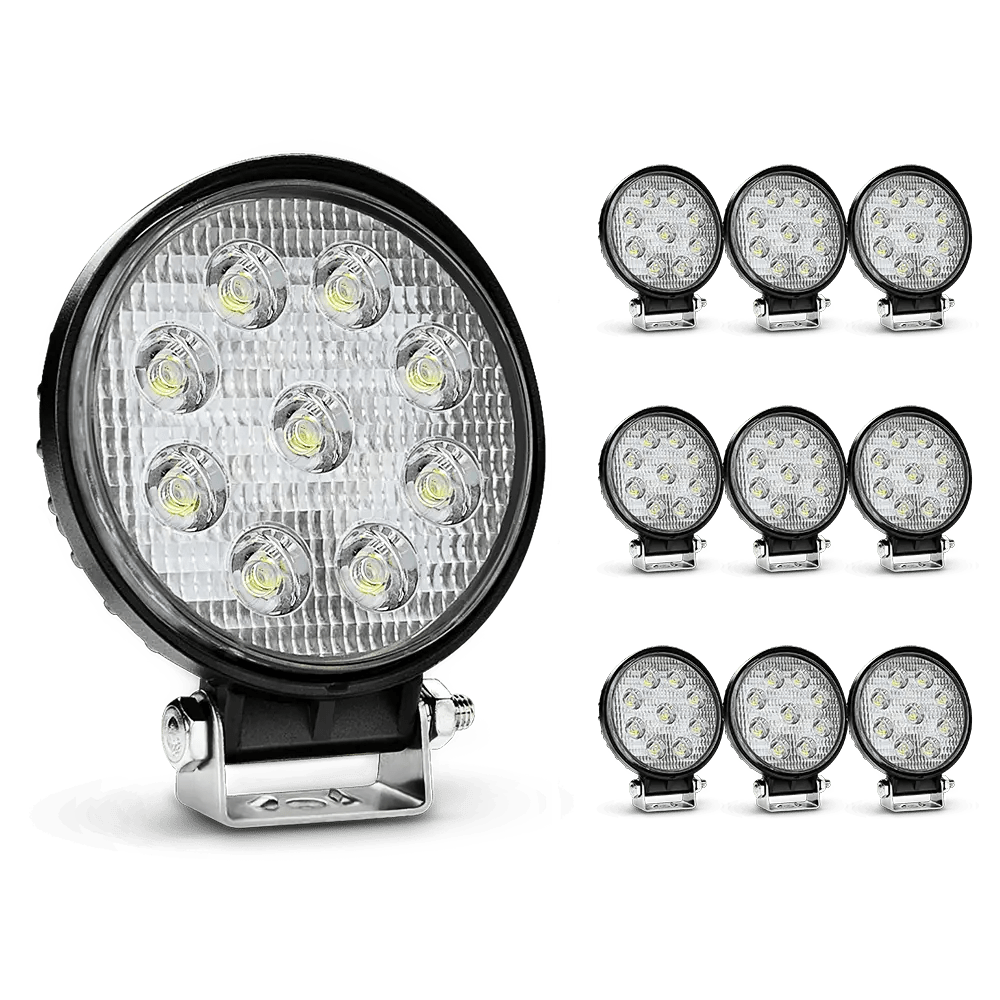 LED Work Light 4.5" 27W 3000LM Round Flood Led Work Lights (10 Packs)