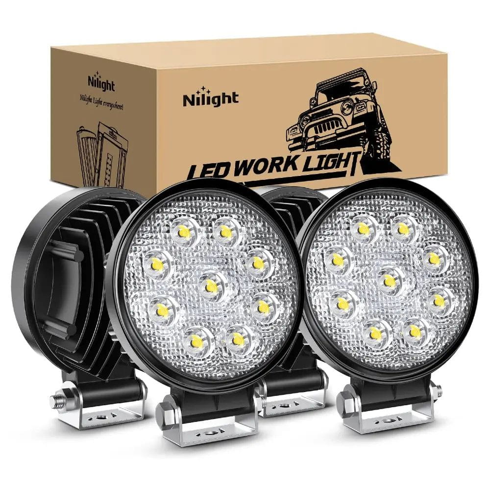 LED Work Light 4.5" 27W 3000LM Round Spot LED Work Lights (2 Pairs)