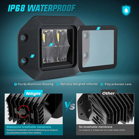 4.7 Inch 4LED Flood Flush Mount Grill Incline Design LED Pod Lights (Pair) Nilight