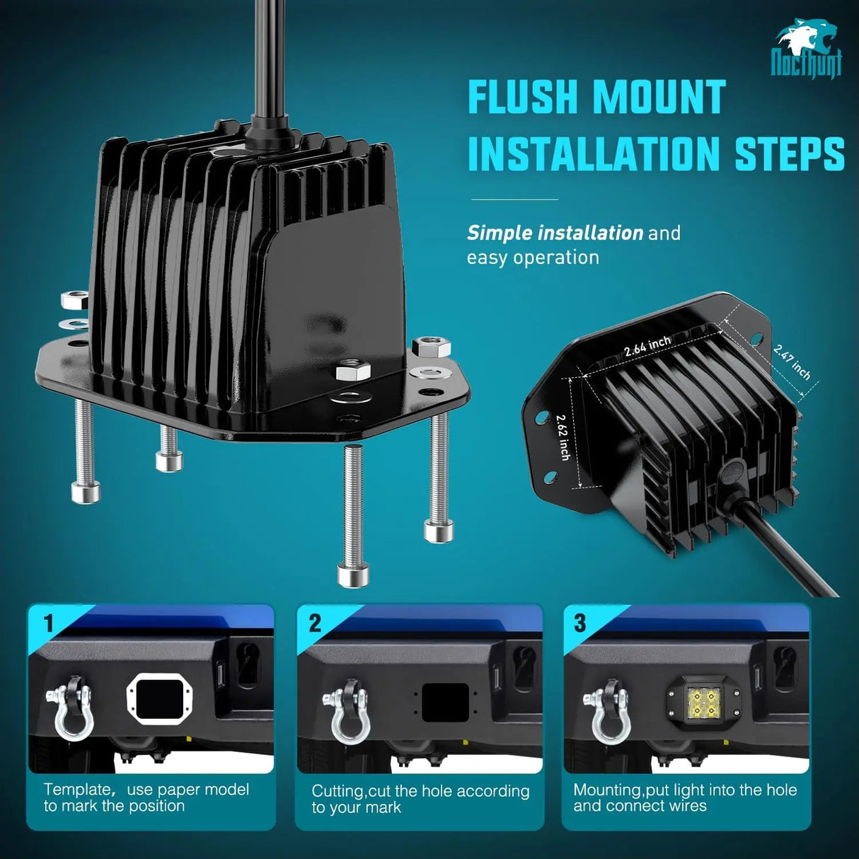 4.7 Inch 4LED Flood Flush Mount Grill Incline Design LED Pod Lights (Pair) Nilight