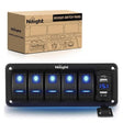switch panel 5Gang Aluminum 5Pin ON/Off Blue Rocker Switch Panel w/ 4.8 Amp Dual USB Charger Voltmeter