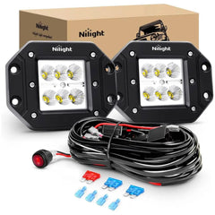 4.8 Inch 18W Flush Mount Flood LED Work Light Kit | 10FT Wire 3Pin Switch