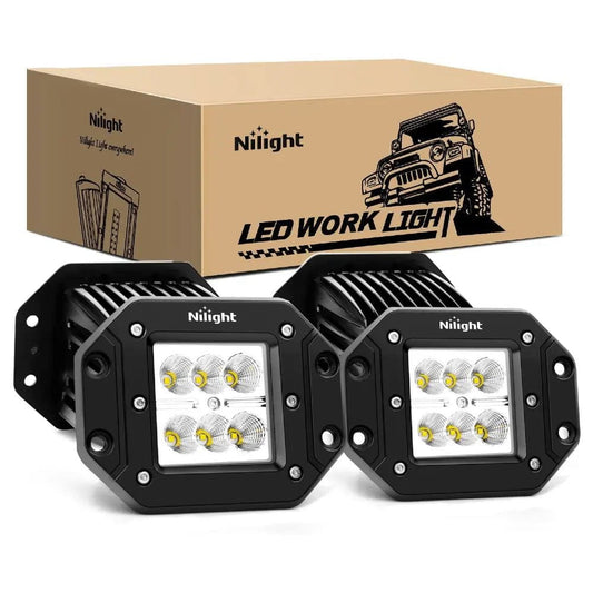 LED Work Light 4.8" 18W Flush Mount Flood LED Work Lights (2 Pairs)