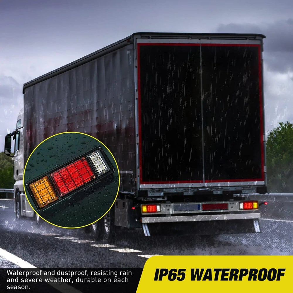 Tail Brake Turn Reverse Lights 40 Leds Tri-color Iron Frame Taillight (Pair)