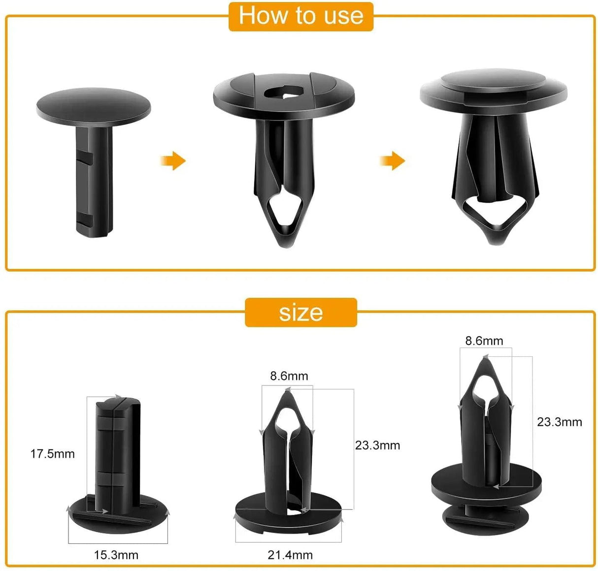 retainer clips 40 Pcs Head 21.4mm Hole 8.6mm Car Push Retainer Clips Kits Door Clip Panel Audio Video Dashboard Dismantle