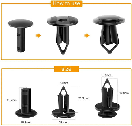 retainer clips 40 Pcs Head 21.4mm Hole 8.6mm Car Push Retainer Clips Kits Door Clip Panel Audio Video Dashboard Dismantle