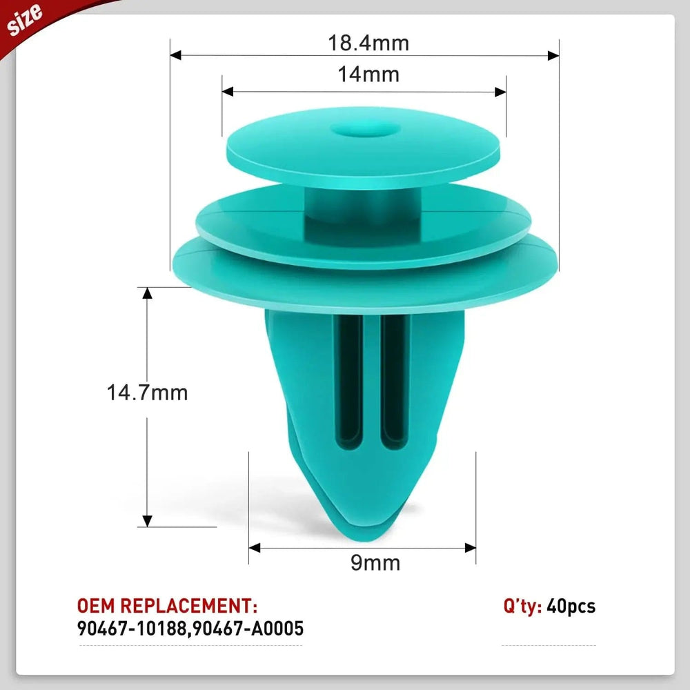 retainer clips 40 Pcs Hole 9mm Trim Door Panel Retainer Clips For Corolla Camry Sequoia Tundra Tacoma, Replace 90467-10188, 90467-A0005