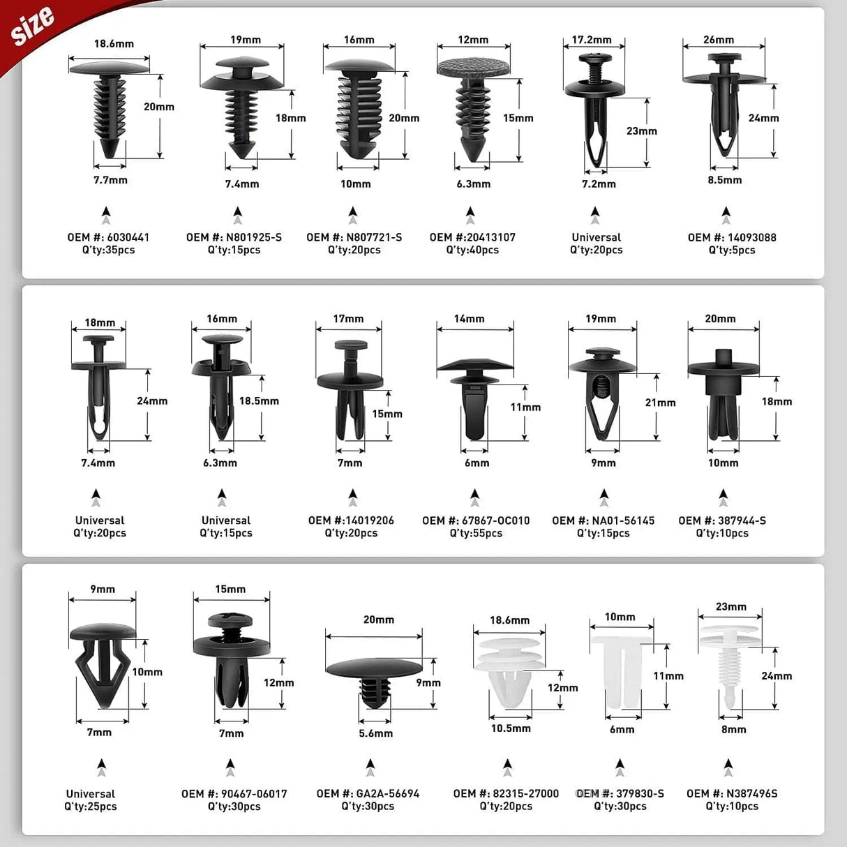 retainer clips 456 Pcs Bumper Retainer Clips Car Push Retainer Kit