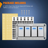 4Gang Aluminum 3Pin ON/Off Blue Led Rocker Switch Panel Nilight